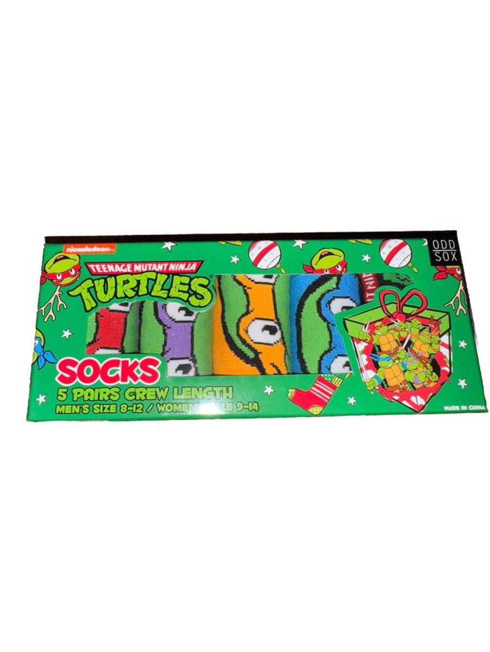 Christmas 5-Pack Odd Sox Teenage Mutant Ninja Turtles Crew Socks Size 8-12